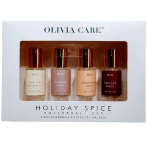 New Olivia Care Holiday Spice Rollerball Set Four 4 Mini Rollerballs 0.20oz Each